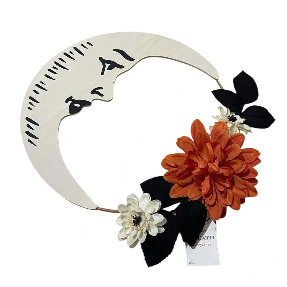 Target Wooden Crescent Moon Floral Wreath - Picture 2 of 11